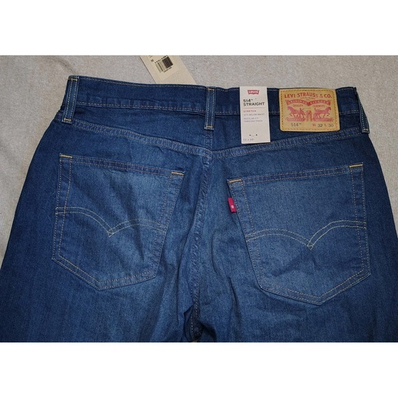 Levi's 514 Mens 32x30 Stretch Blue Denim Straight Leg Jeans NWT - Picture 7 of 11